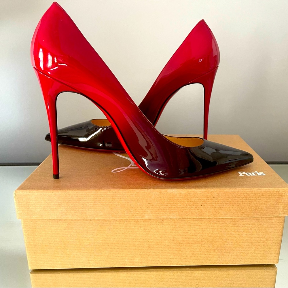 Christian Louboutin Degrade Red and Black 85 mm Heels Sz 42